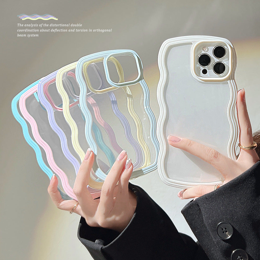 Wave Border Mobile Phone Case Solid Color Simple Candy Color Wave Border Mobile Phone Case Solid Color Simple Candy Color